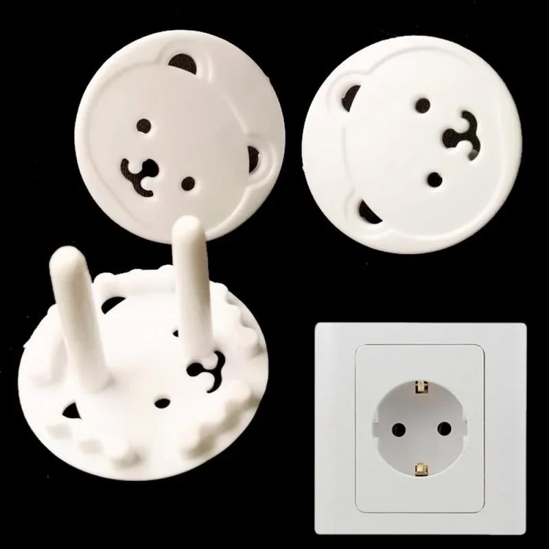 Cute Bear Power Socket Cover Plugs Child Baby Safety Protector Electric Shock Guard Cap 6Pcs