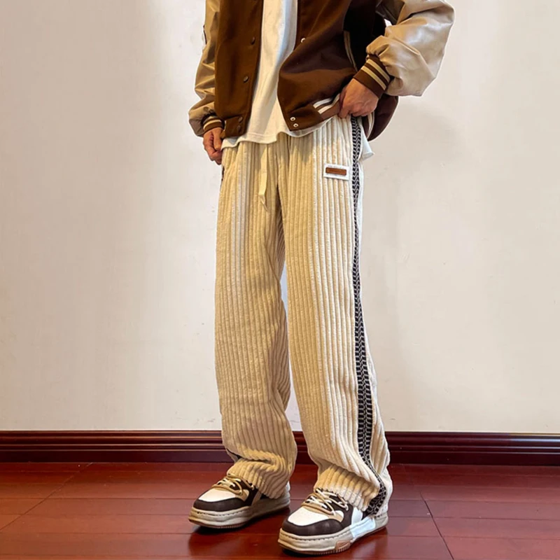 

Men's Sweatpants Vintage Y2K Clothes Corduroy Harajuku Jogging Casual Trousers Wide Leg Pants Streetwear Plus Size Male Clothing