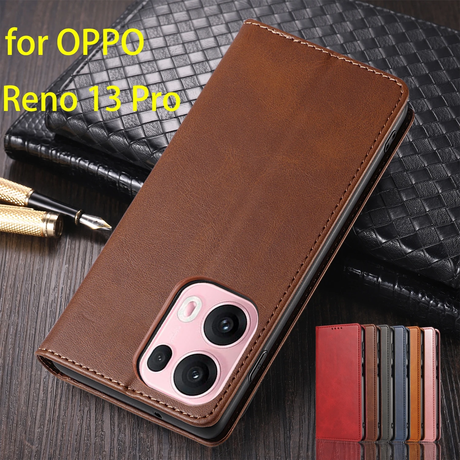 SEAHAI Custodia Portafoglio In Pelle Per OPPO Reno 13 5G Con Slot Carte E Supporto - Cover Magnetica Antiurto Con Chiusura Automatica - Marrone