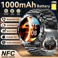 New Men Military Outdoor 1000mAh Battery Smart Watch GPS NFC Watches 3ATM Waterproof Swim 1.7-inch HD Bluetooth Call Smartwatch