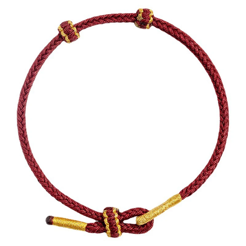 Hand Woven Size Adjustable DIY Red String Bracelets Adult Child Vintage Lucky Rope Bangles Gift