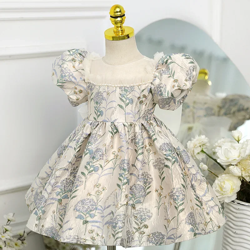 

Luxury Embroidery Flower Baby Girl Dress For 1st Birthday Wedding Kids Elegant Evening Clothes Spanish Ceremony Prom 1-5 Years