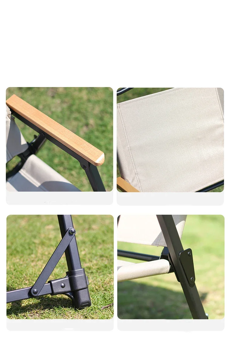New Detachable Kermit Chair Convenient Aluminum Widened Camping Folding Chair Outdoor Picnic Sea Fishing with Wood Armrest