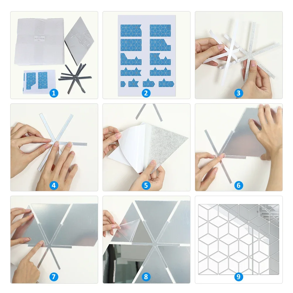 Wall Sticker Mirror Wall Sticker Acrylic Wall Sticker 8/15/28/54pcs 3D Mirror DIY Diamonds Triangles for Kids Room Living Room Home Decor