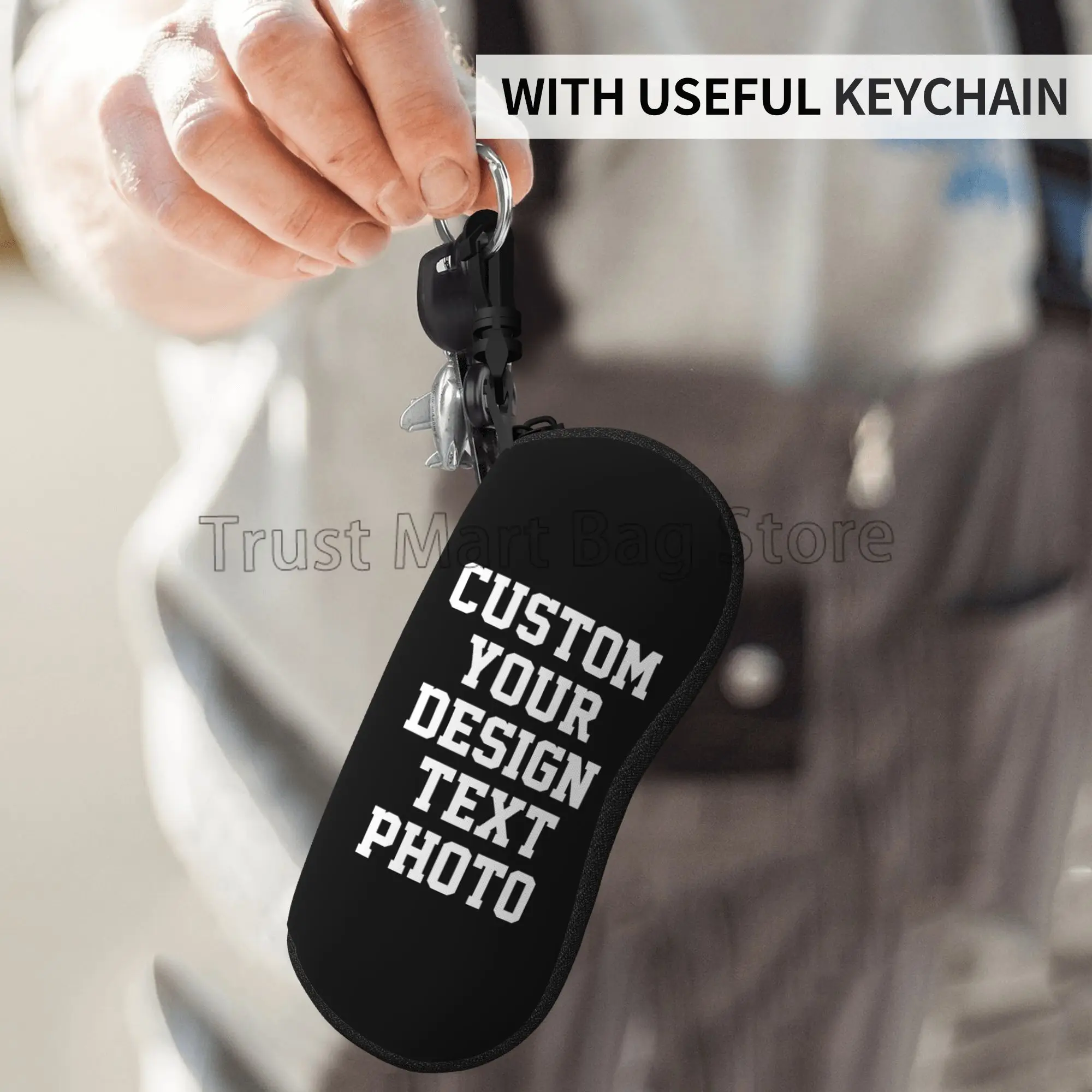 Eyeglasses Case Add Your Image Text Personalized Ultra Light Portable Sunglasses Case with Clip Gift for Women Men