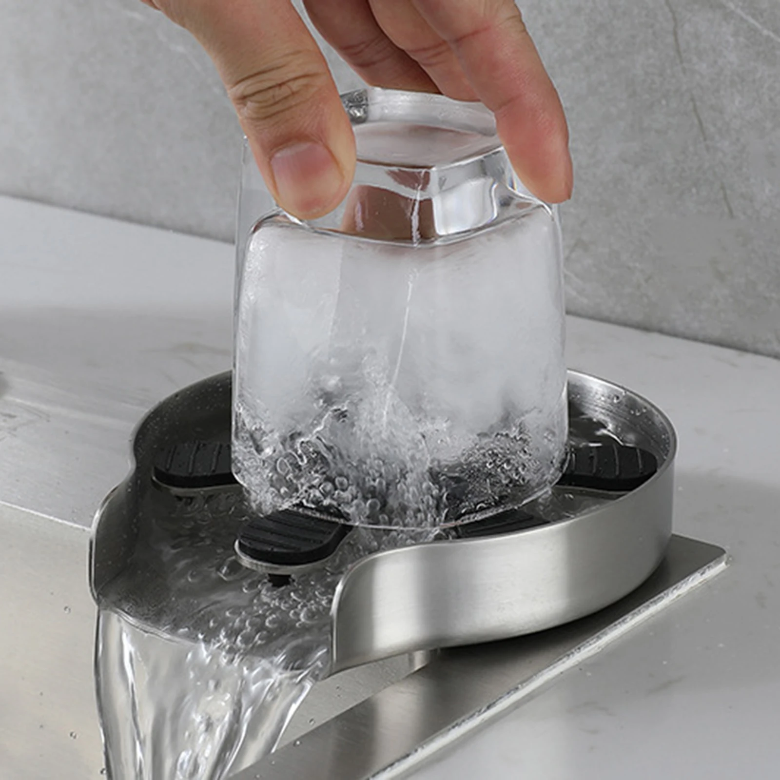 Sink Faucet Glass Rinser Accessories DIY Replacement Bottle Cup Washer Attachment Efficient Wide Application Cup Cleaner Sturdy glass cup washer
