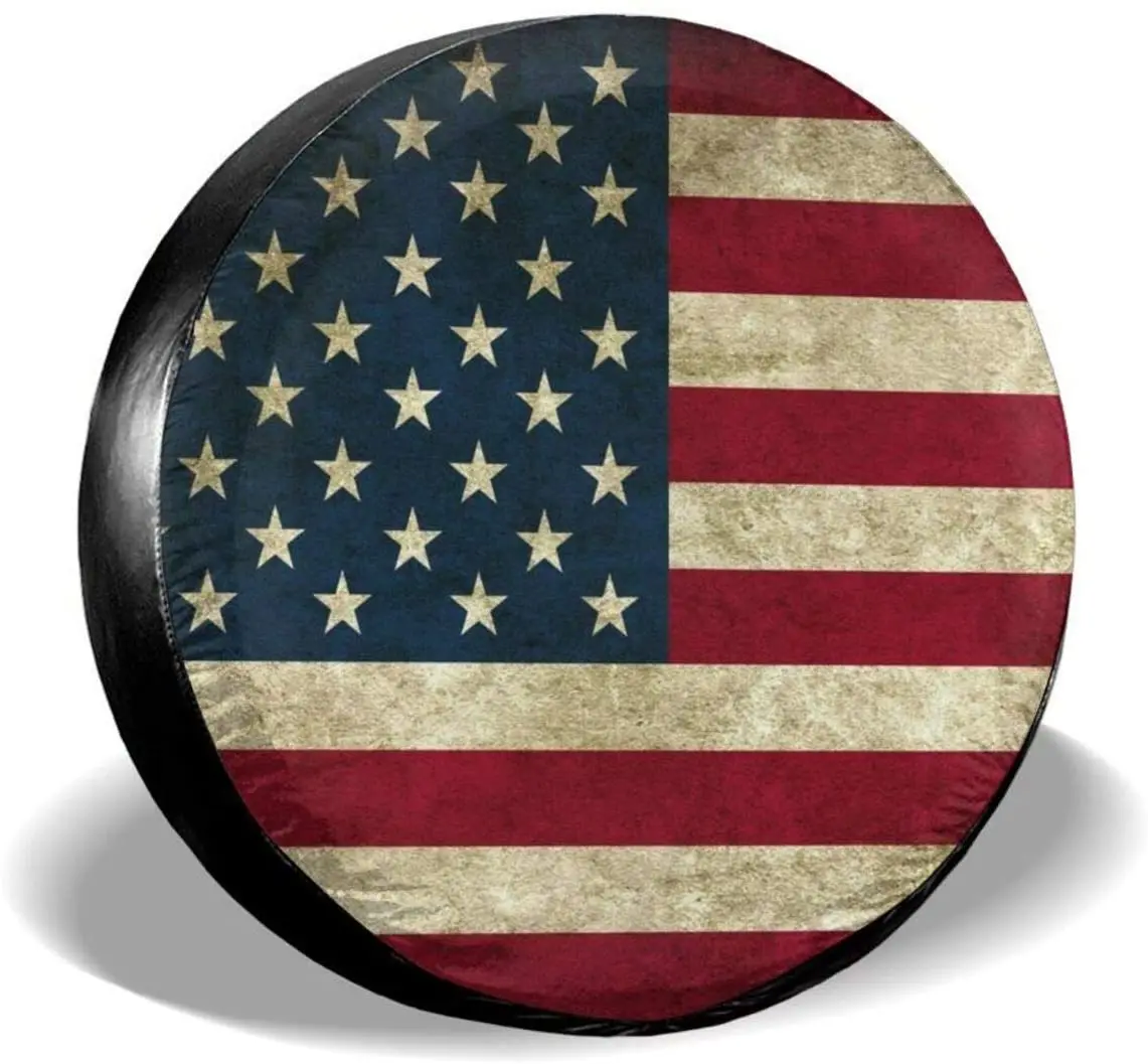 

Retro American Flag Spare Tire Cover Waterproof Dust-Proof UV Sun Wheel Tire Cover Fit for Jeep,Trailer, RV, SUV and Many Vehicl