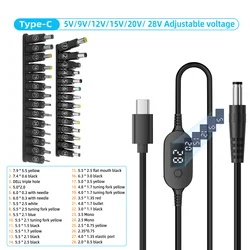 Adjustable Voltage USB - C to DC Power Cable for Laptops and Routers, 140W (140W - TYX - PVC - 28in2)