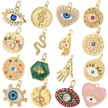 Eye Charm Jewelry Charms for Earrings Necklace Bracelet Making Cute Turkish Evil Blue Eye Designer Pendant Gold Color Snake 1