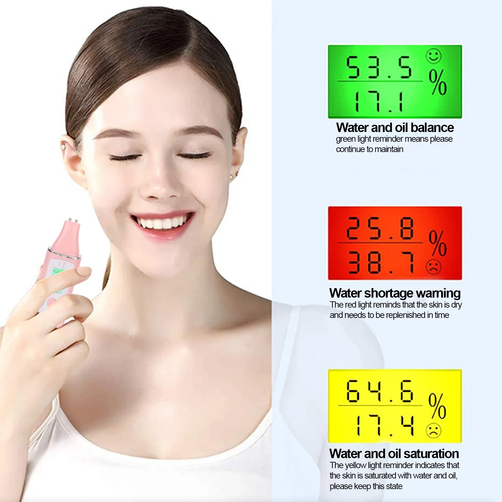 Facial Skin Tester Smart Display Skin Care Portable Digital Skin Detector Pen For Home Beauty Salon Facial Skin Analyzer Tester