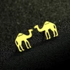 Stainless Steel Ear Studs Desert Camel Earrings for Women Fashion Studs Men's Punk Black Natural Inspired Animal Lover Jewelry 5