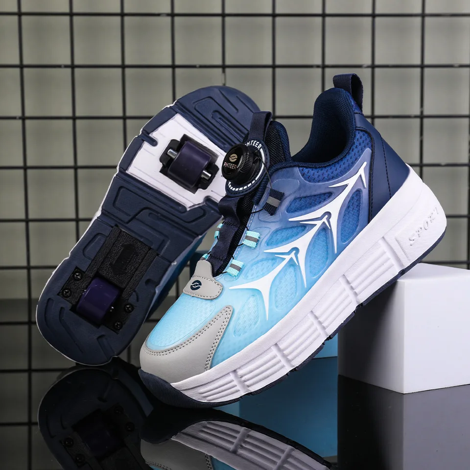 QOEUCME Chaussures À roulettes Garçons Filles Enfants Baskets, Baskets À Deux/Roues Chaussures