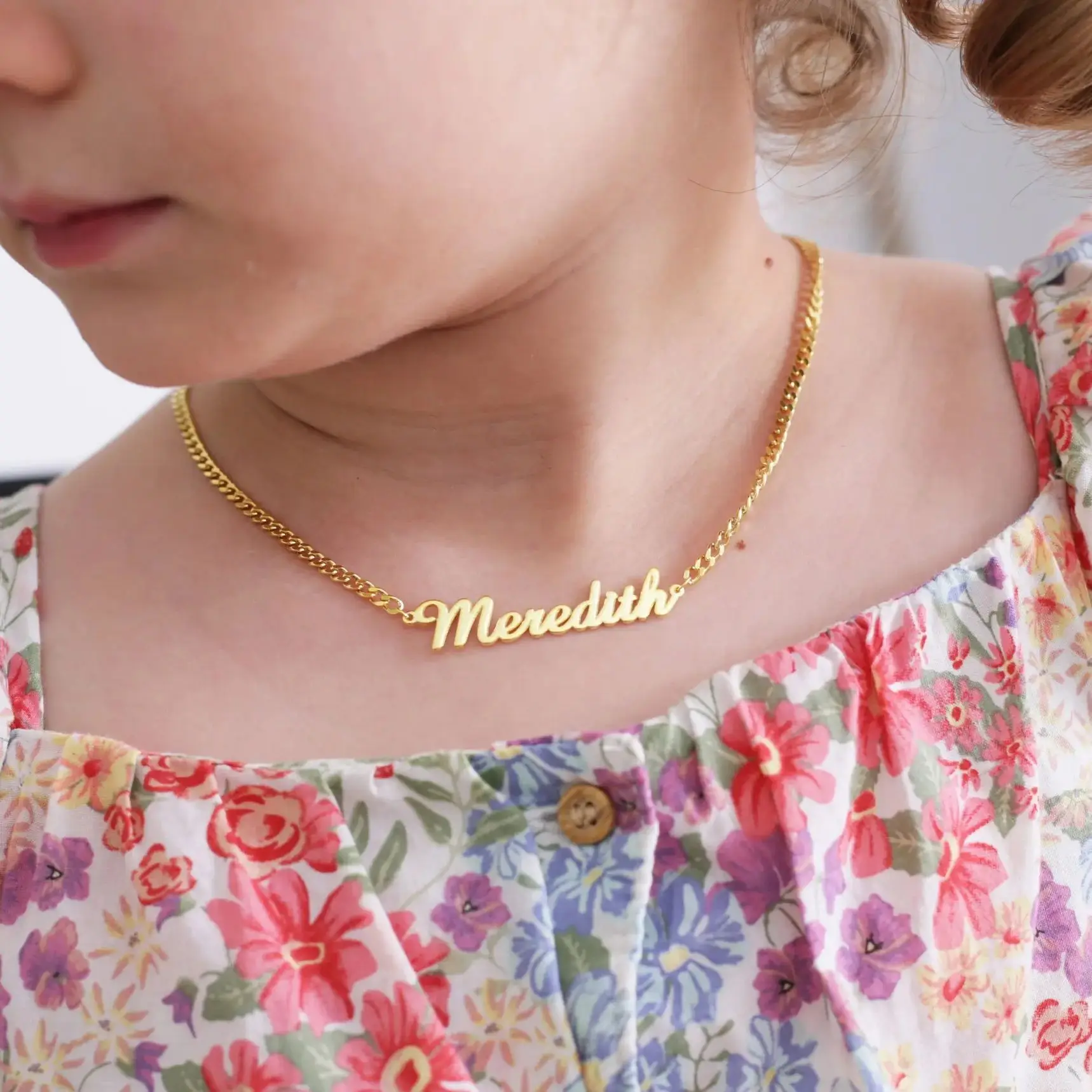 Personalized Child Name Necklace with Chunky Chain Customized Baby Name Necklace New Mom's Jewelry Gift Mother's Day Gift