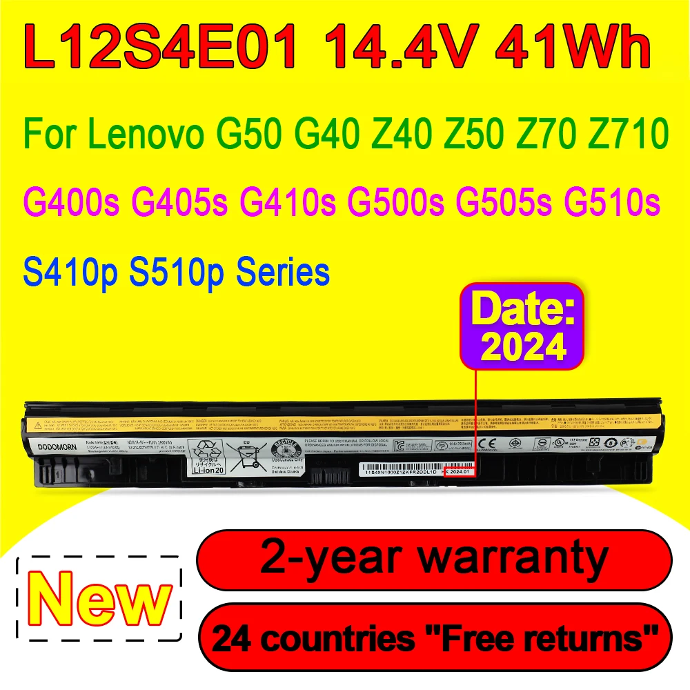 

For Lenovo G40 G50 Z40 Z50 G400S G500S G510S G410S G405S G505S S410P S510P Battery L12S4E01 L12M4E01 L12L4E01 L12L4A02 2900mAh