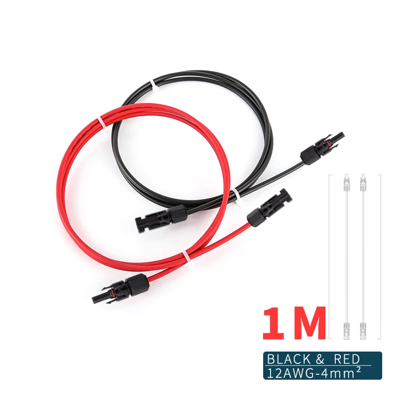 1000V12AWG Dual Head Solar Extension Cable with Connector Tinned Copper Line for Hom Or RV Solar System 1m2m3m5m10m15m20m Length