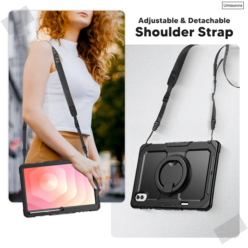 Enhanced Full Body Rugged Tablet Case with Pull Ring Stand and Shockproof Protection
