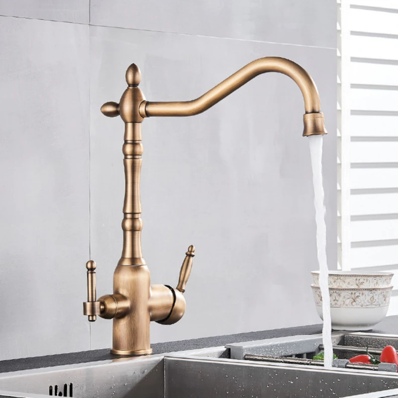 

Kitchen Water Filter Faucet Dual Spout Filter faucet Mixer 360 Degree Rotation water filter tap faucet