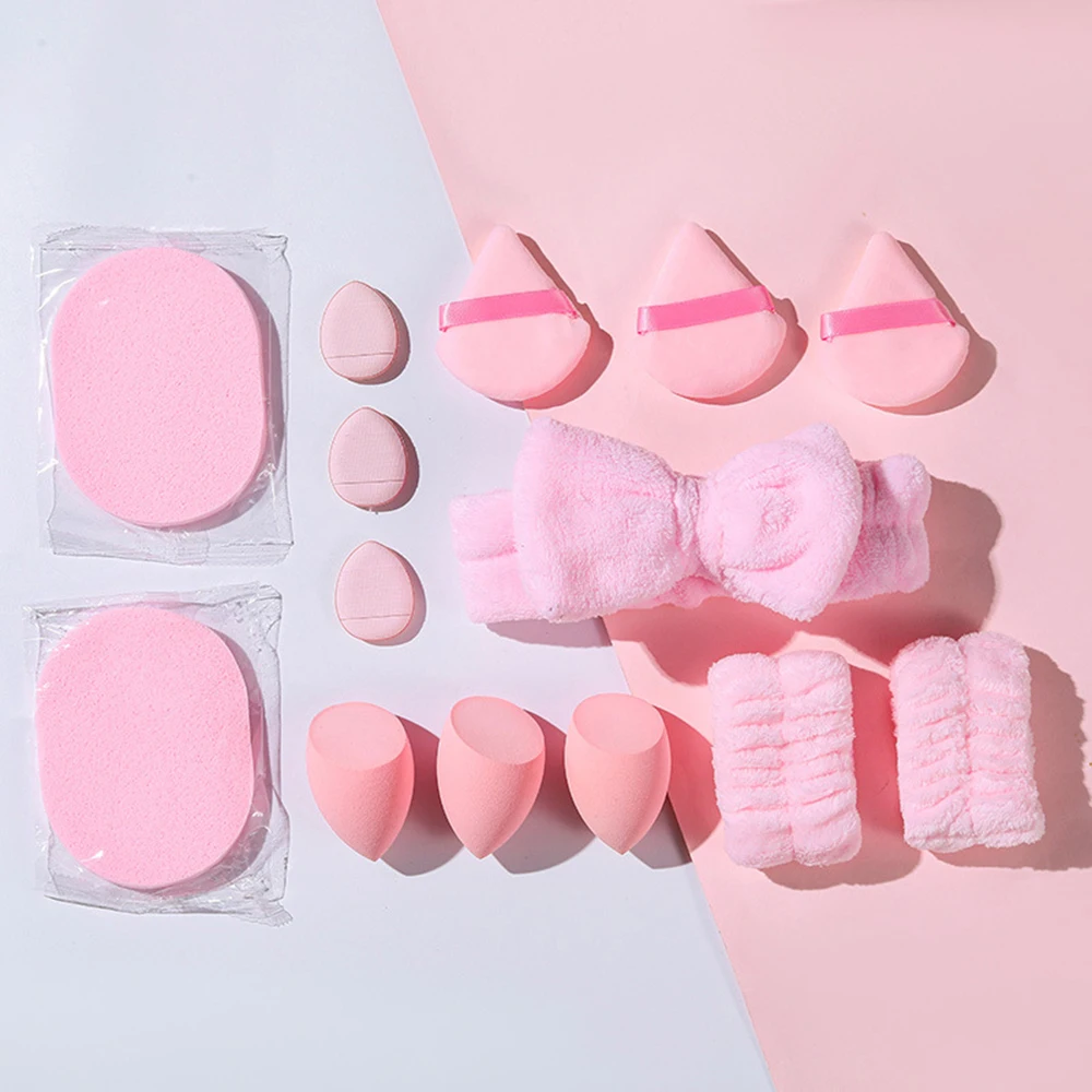 Makeup Tools Makeup Sponge Beauty Supplies 14pcs Beauty Egg Multi functional Makeup Powder Puff Hair Strap Face Wash Wrist Strap Set