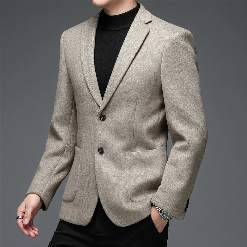 2021 Autumn and Winter New Suit Middle-aged Men's Fashion Casual Classic Wool Suit Jacket Single Suit Slim Blazer Brand Clothing 2