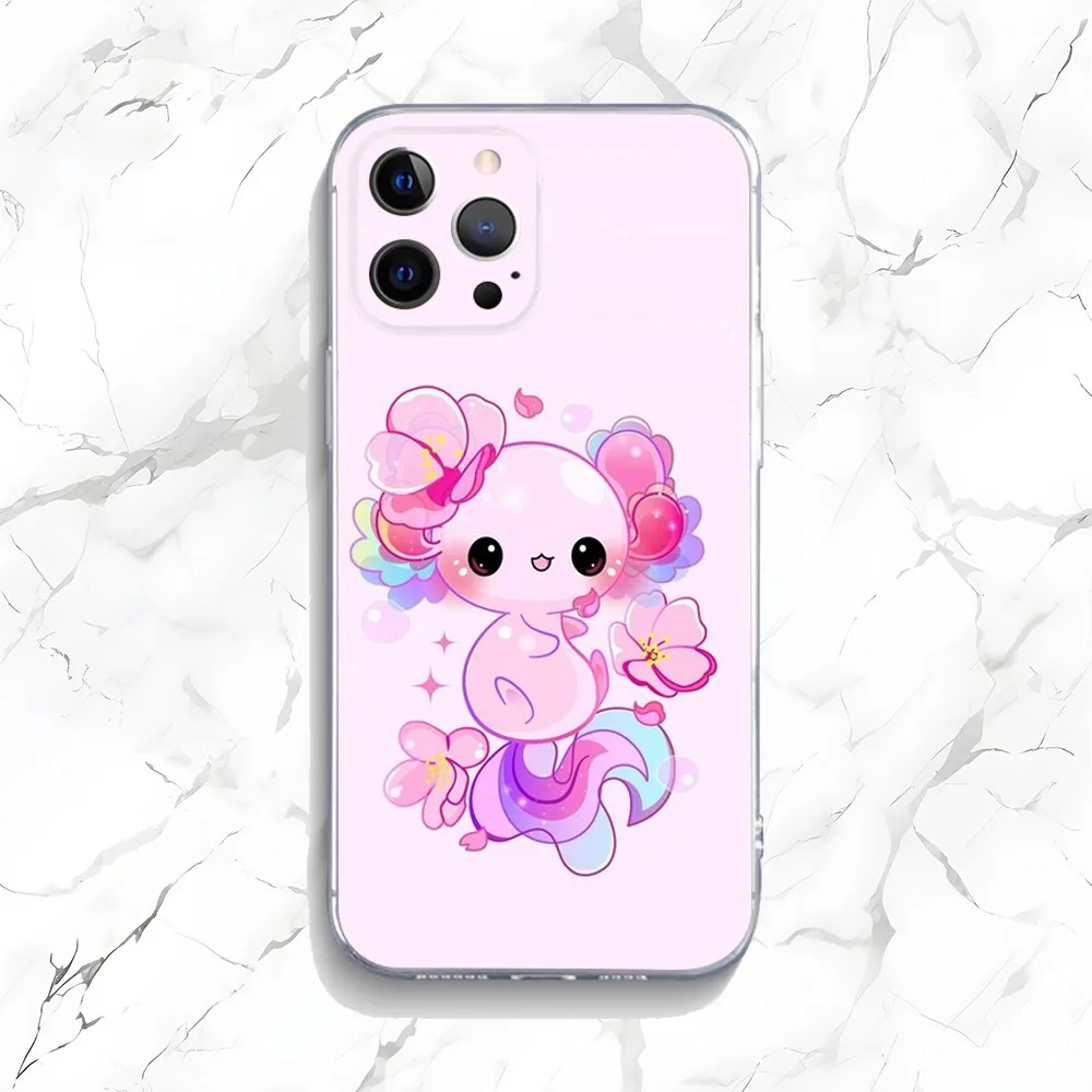 Adorable Axolotl Transparent Silicone Phone Case - Soft and Protective Design