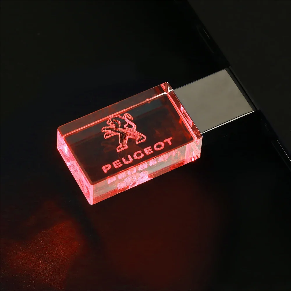 USB Flash Drive 128GB 64GB Blue LED Light Memory Stick