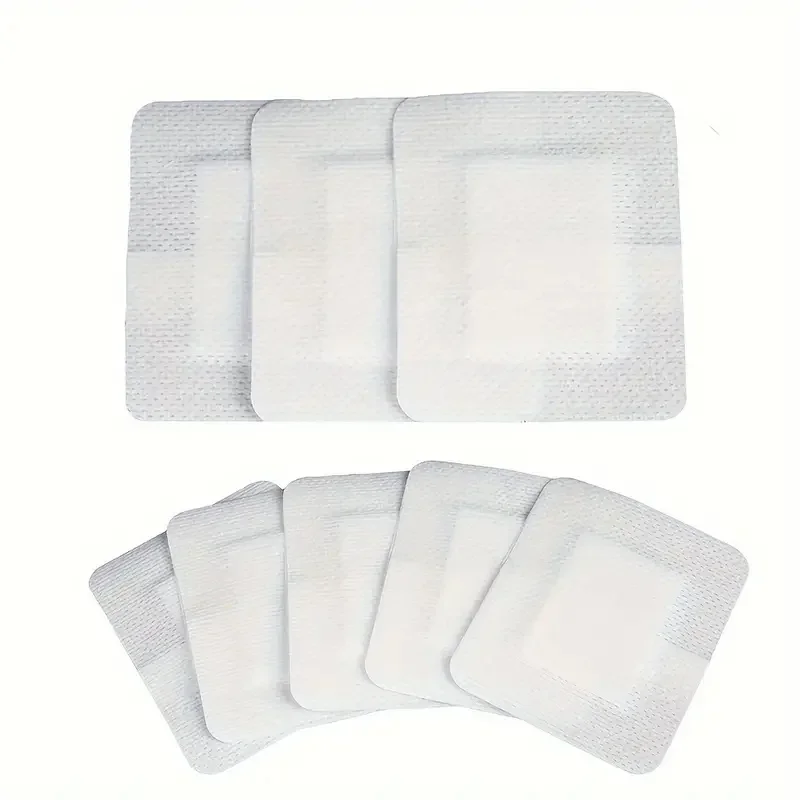 50pcs Breathable Edge Gauze Patch, Self-adhesive Wound Dressing, Anti-seepage Elastic Transparent Tape Patch, Blank Dressing
