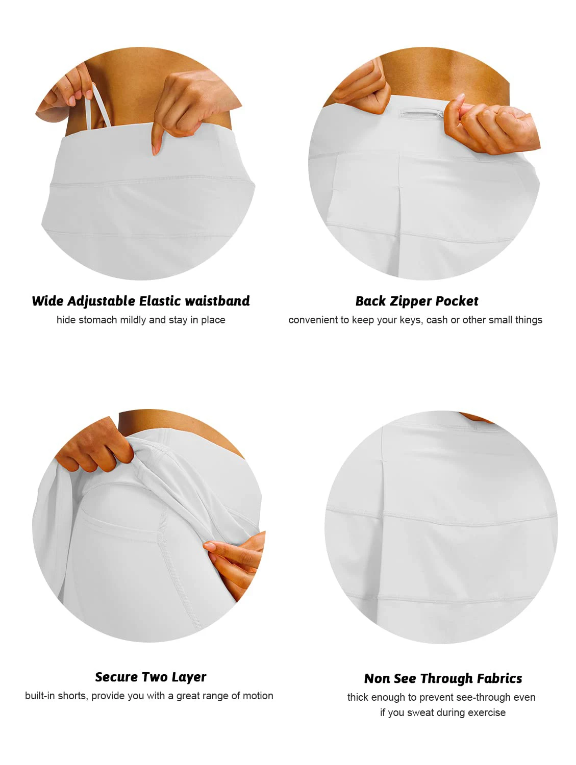 Women's Pleated Workout Tennis Skirts with Pockets Activewear Golf Sports Skort Built-in Shorts