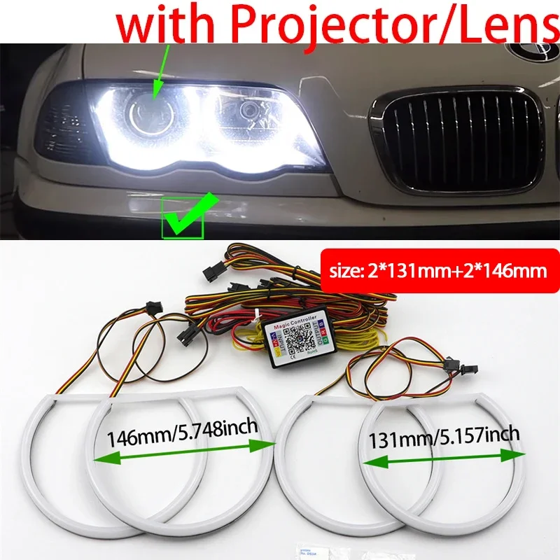 4x M4 Style LED Angel Eyes Halo rings Turn signal light DRL for BMW 3  series E46