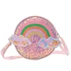New Glite Rainbow Glitter Powder Waist Bag New Kid Shoulder Bag Cartoon Rainbow Sequin Bags Toddler Backpack Angel Princess Bag 5