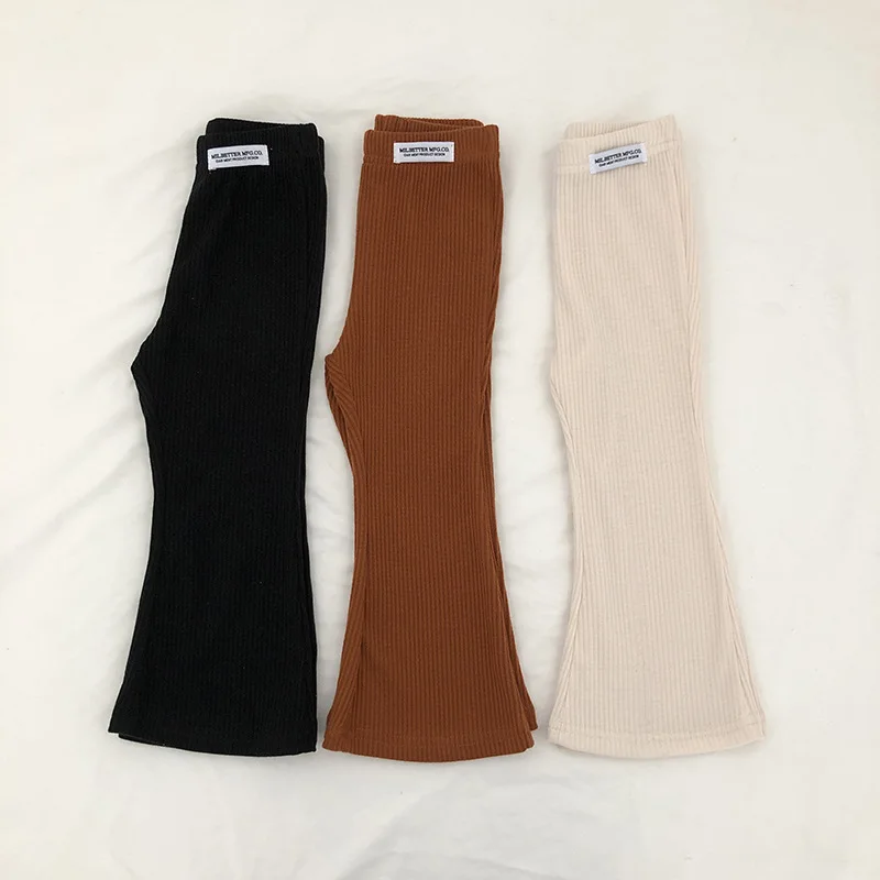 Description Picture 5 of itemGirls' Bell Bottom Pants 2025 Spring New Style, Stylish, Solid Color, Slim Fit, 9% Casual Bottom Pants Trend for Little Girls