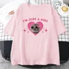 Sad Hamster Tshirt I'm Just A Girl Cartoon Printing Tee-shirt Casual Short Sleeve Summer Tshirts Cotton High Quality Girls Tees 3