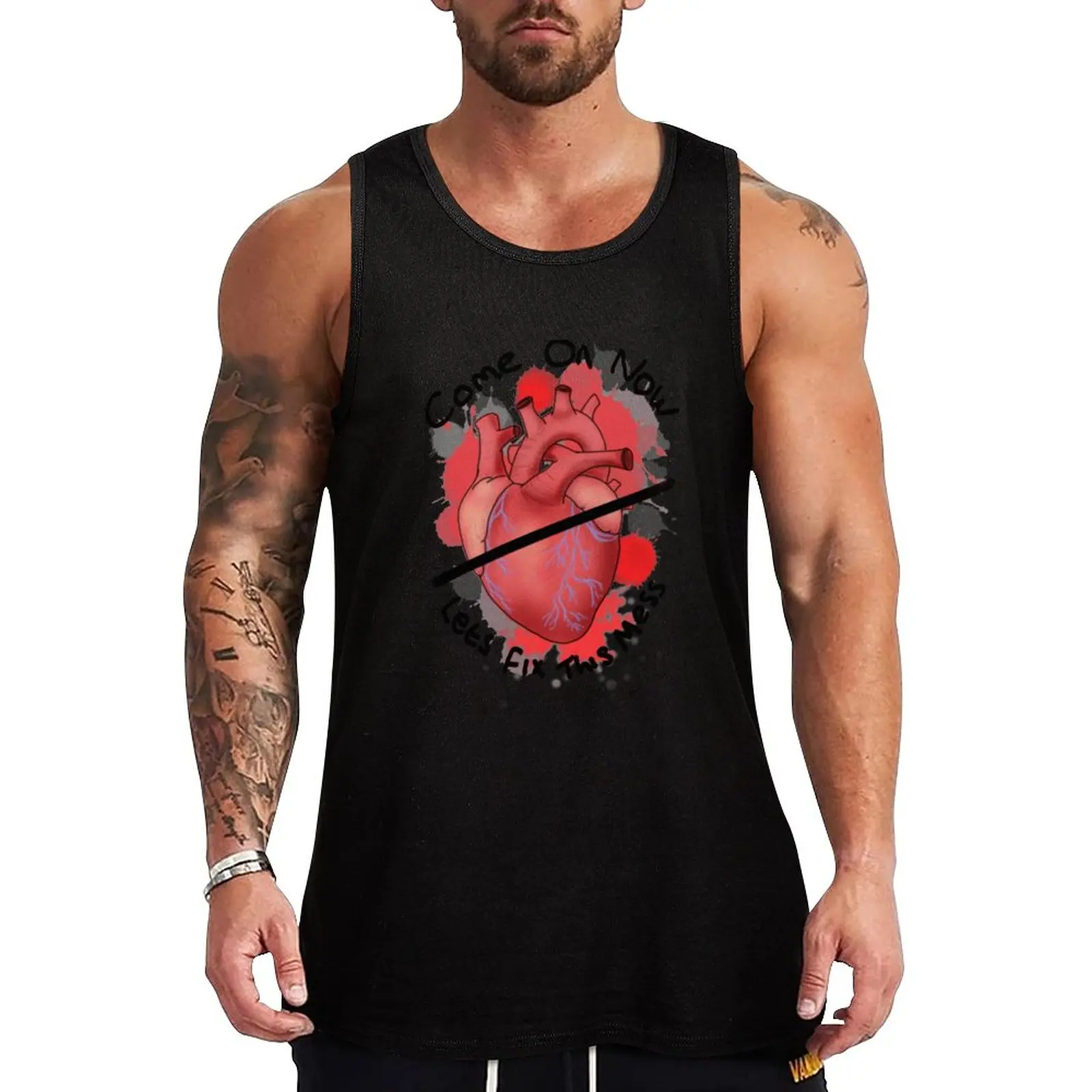 

New Come on now lets fix this mess - heart Tank Top Vest for boy Japanese t-shirt Men's gym gym accessories man