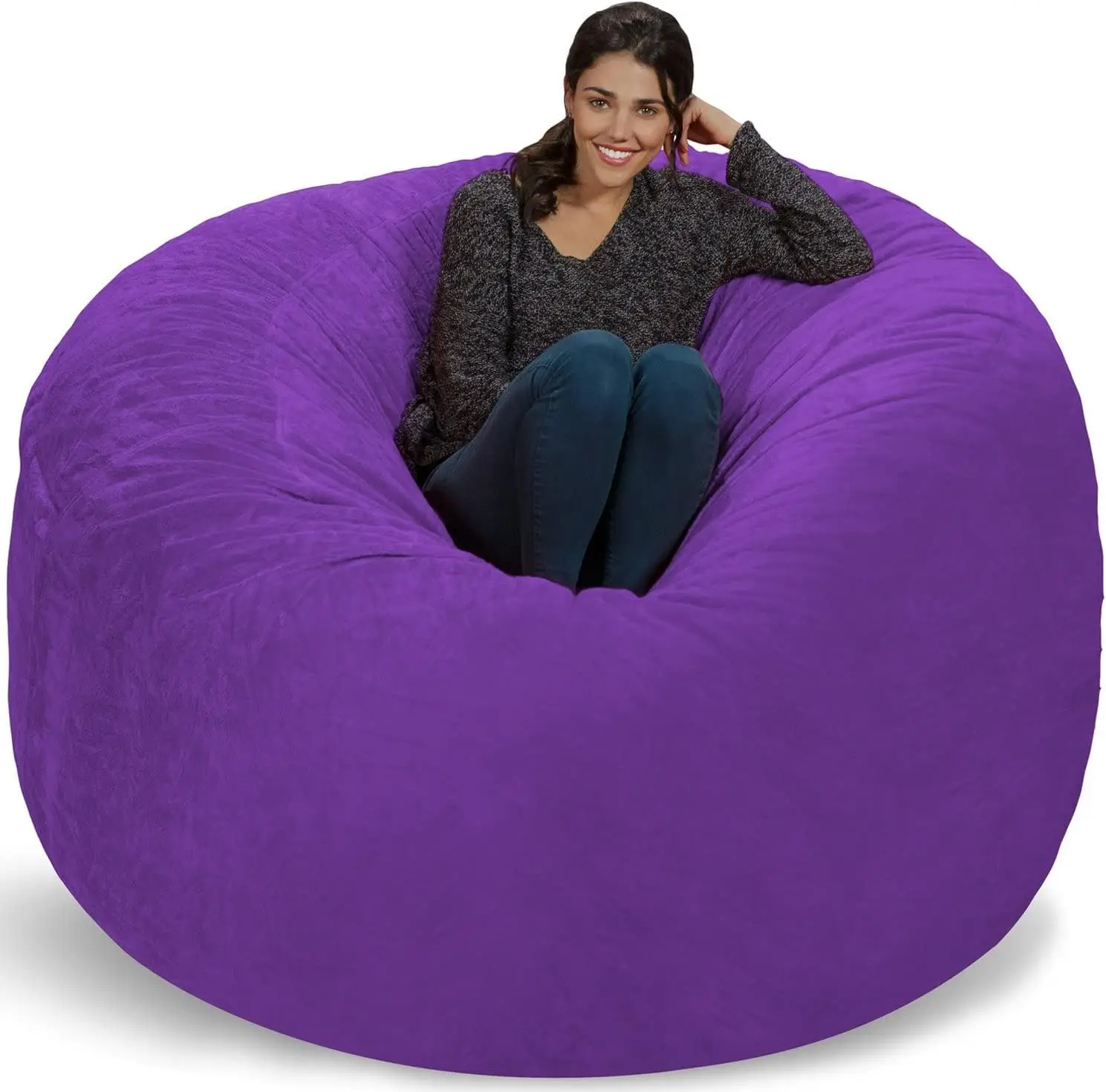 

Chill Sack Bean Bag Chair: Giant 6' Memory Foam Furniture Bean Bag - Big Sofa with Soft Micro Fiber Cover, Purple Furry