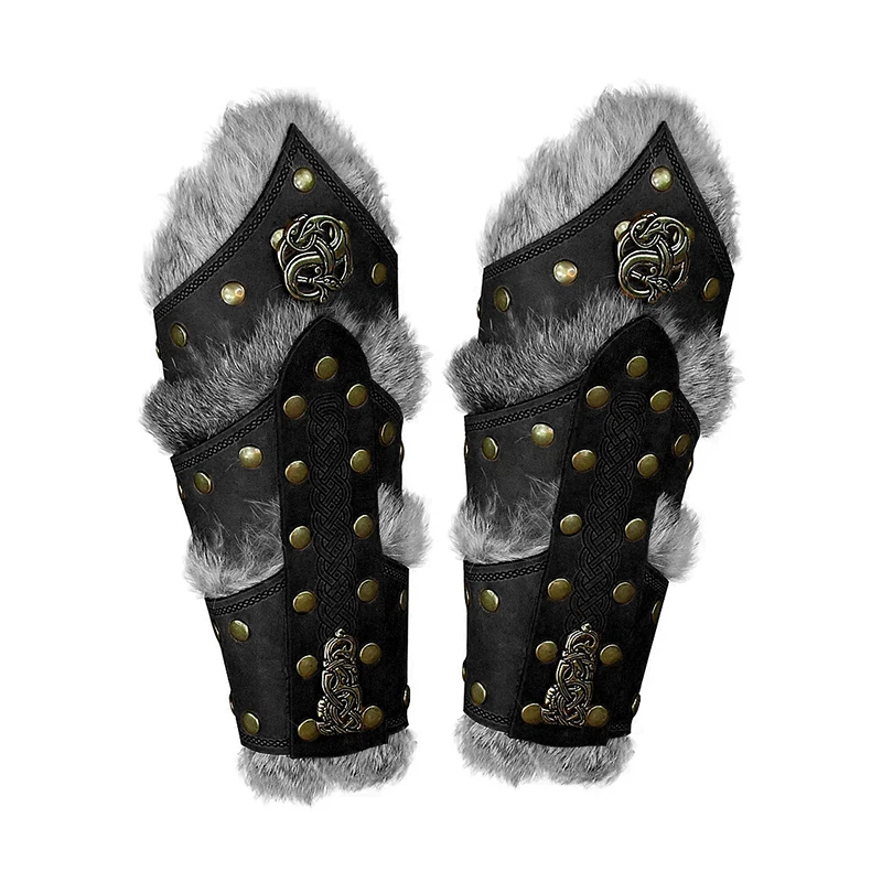 Classic Leather Arm Gauntlets - Unisex Cosplay Bracers