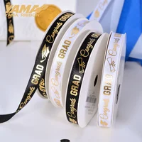 YAMA Graduation Stain Ribbon 10Yard/lot 9MM FOIL GOLD Ribbon for Cap Gown Bouquet Gift Box for Diploma Cards Gift DIY Decoration