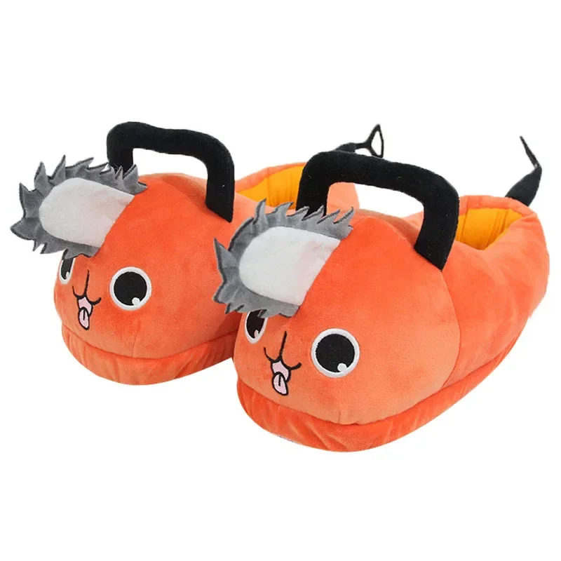 Anime Chainsaw Pochita Plush Slipper Pochita Women Chainsawman Shoes Adult Orange Dog Stuffed Soft Toy for Winnter Xmas Gift New