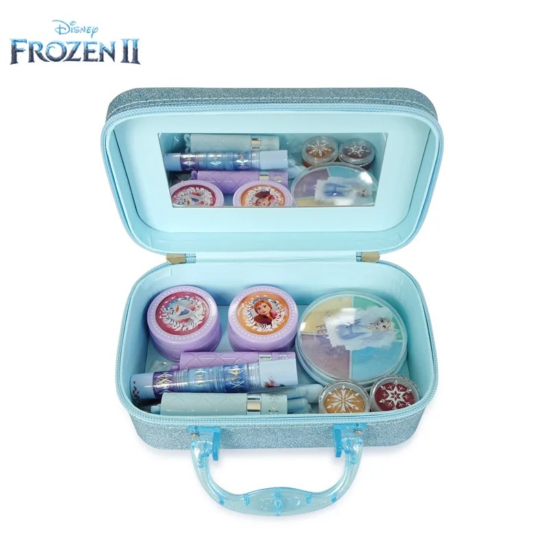 Disney girls Frozen Anna Elsa Makeup Toys Children's Cosmetic Bag Makeup Box Set Portable Birthday Gifts