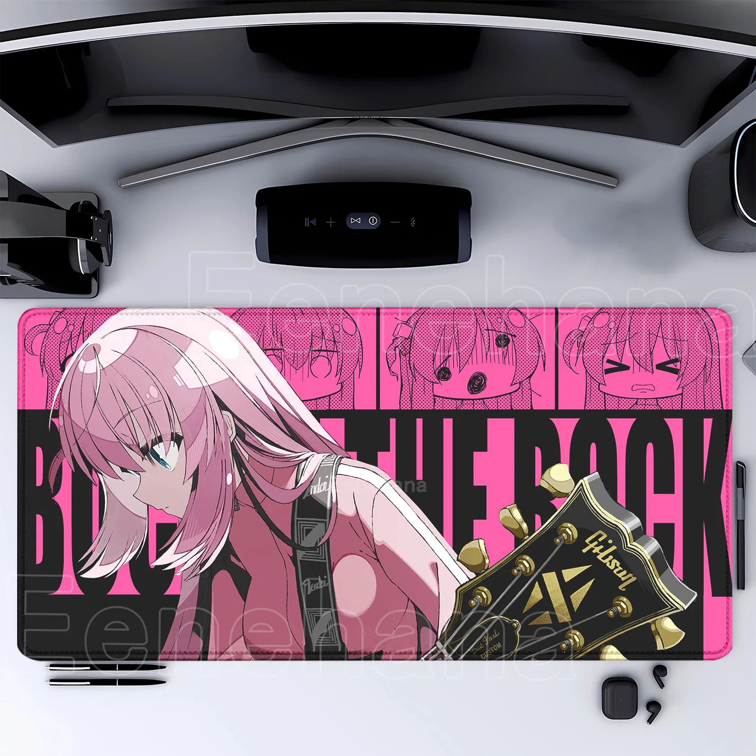 Bocchi The Rock Large Gaming Mousepad - HD Print Rubber Desk Mat with Locking Edge and Non-Slip Base
