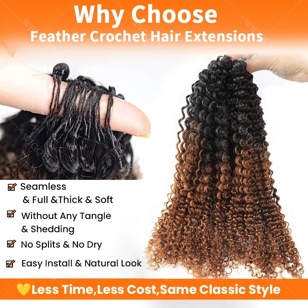 12A Brown With Black Kinky Curly Crochet Human Hair For Bohemian Braids Highlight Golden Brown Small Spirals Curly Crochet Hair 2