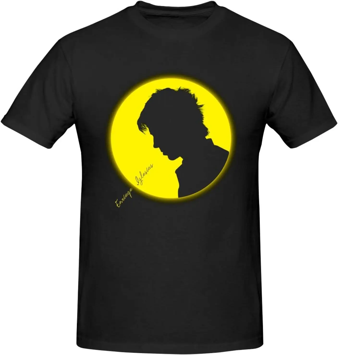 

Enrique Music Singer Iglesias Shirt Fashion Performance Basic Short Sleeve T-Shirt, Classic Crew Neck Casual Top Black