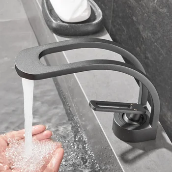 Rubinetto per lavabo miscelatore per bagno in ottone rubinetto per lavabo nero grigio oro bianco monocomando rubinetto Lavotory caldo e freddo 1