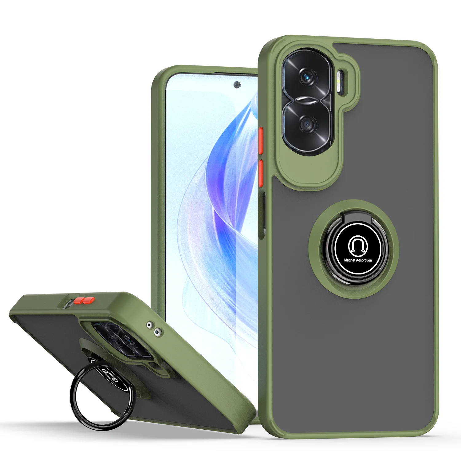 Enhanced Shockproof Armor Case with Matte Hard Back and Ring Stand Holder