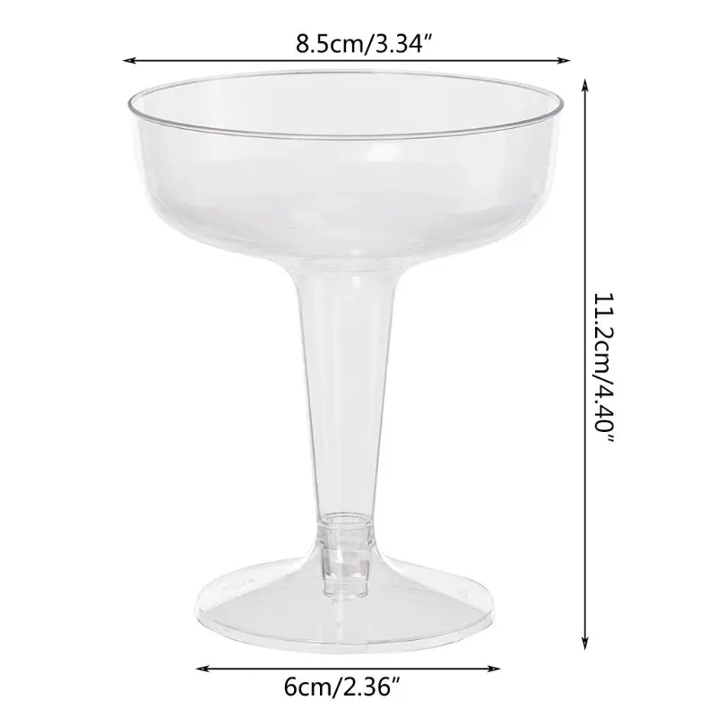 Plastic Stem Champagne Glass Reusable Goblet Rounded Edge for Wedding Dinner Party Drinkware Shatter Proof Durable 6 Pcs