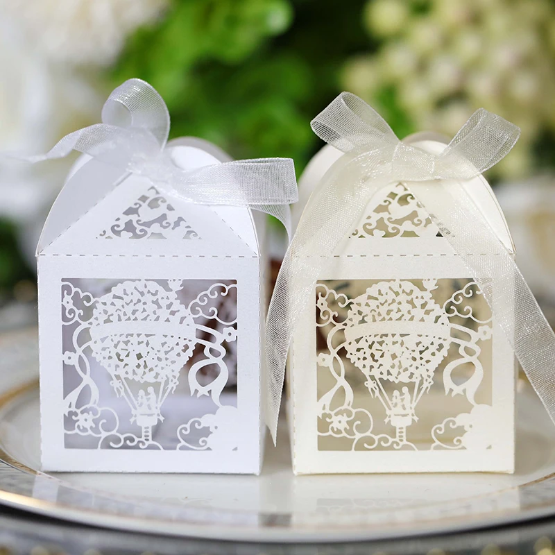 Egurs Scatole regalo per matrimoni, caramelle, colore bianco, confezione regalo, scatola di cioccolato, bomboniere, bomboniere, regalo, scatole, decorazione da tavolo per matrimoni, feste, decorazione