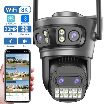 20MP 8K Four Lens Three Screens 10X Zoom PTZ Wifi IP Camera 10MP 5K Dual Lens Dual Screens Auto Tracking Outdoor Camera 5G WIFI 1