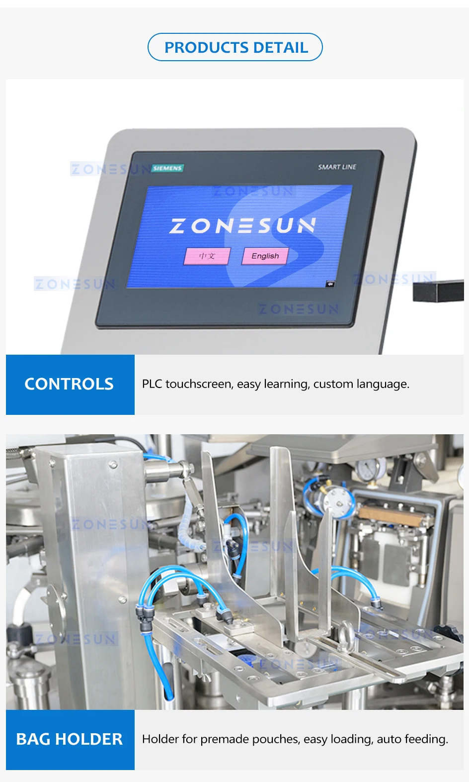 ZONESUN Automatic Rotary Filling Vacuum Sealing Packaging Machine ZS-VPM16