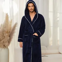 Automne et hiver confortable coton flanelle luxe ouvert tissage vêtements de nuit pour couples hommes chaud peignoir vêtements de nuit vêtements de nuit 4