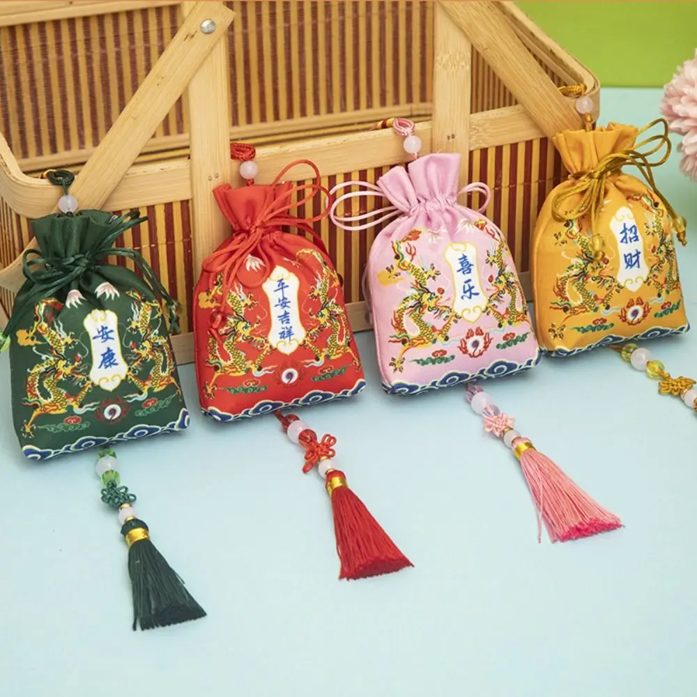 

Printing Bundle Pocket Dragon Year Cloth Sachet Hanging for Filled Fragrant Herbs Tassel Small Pouch New Year Lucky Bag