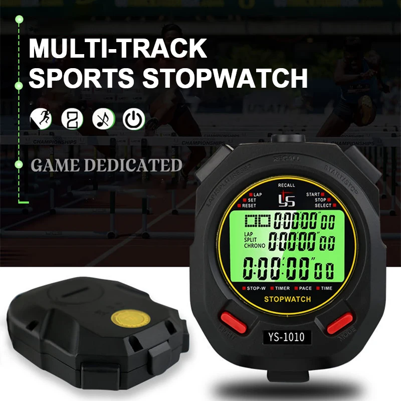 Digital Sports Stopwatch Timer 10/30/60/100 Track Professional Chronograph Counter LCD Training Handheld Luminous Stopwatch 4