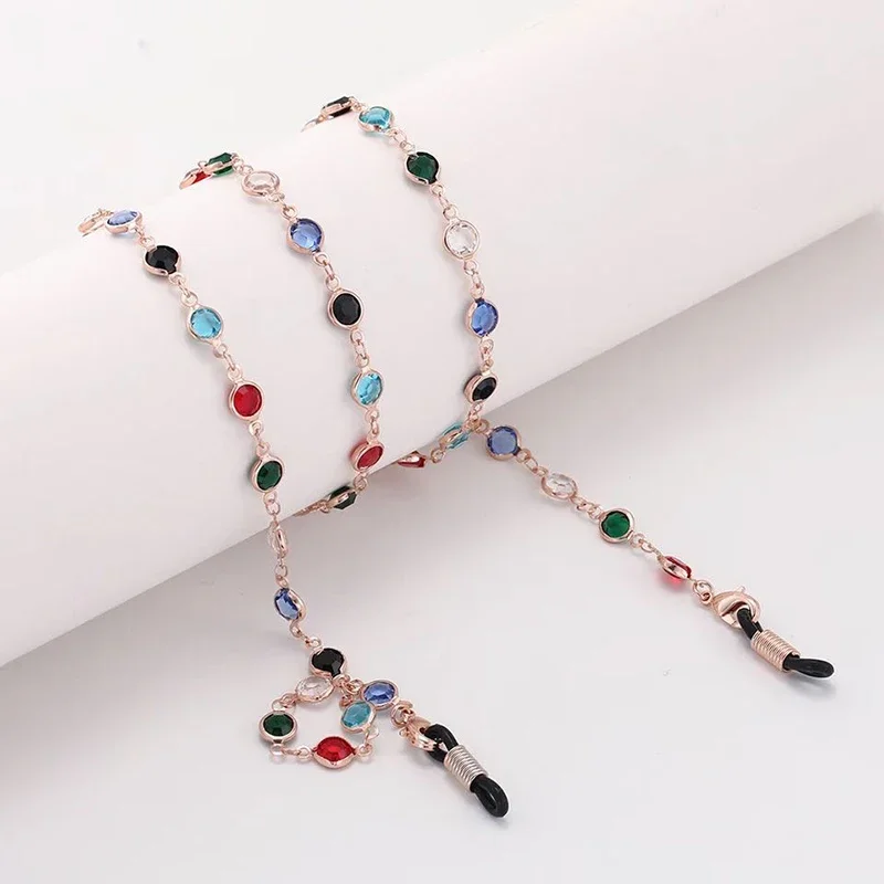 Fashion Colorful Crystal Bead Reading Glasses Chain Women's Glasses Chain Accessory Eyewear Straps Cord Sunglasses String Gift
